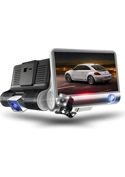 1080P Araç Içi 3 Kameralı Gece Görüşlü, G-Sensör, Geri Görüş Kameralı Araç Kamerası