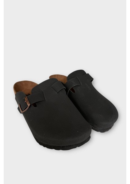 Unisex Toka Detaylı Mantar Anatomik Tabanlı Terlik Siyah - Taba modelleri