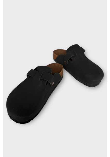 Unisex Toka Detaylı Mantar Anatomik Tabanlı Terlik Siyah - Taba fırsatları
