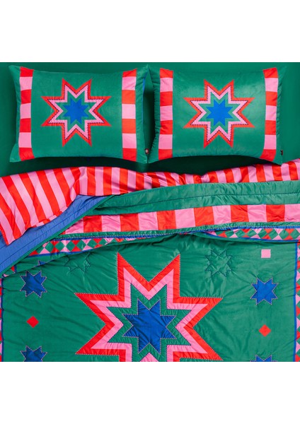 Hansı Kapitoneli Yatak Örtüsü Seti 260x280 Cm Yeşil