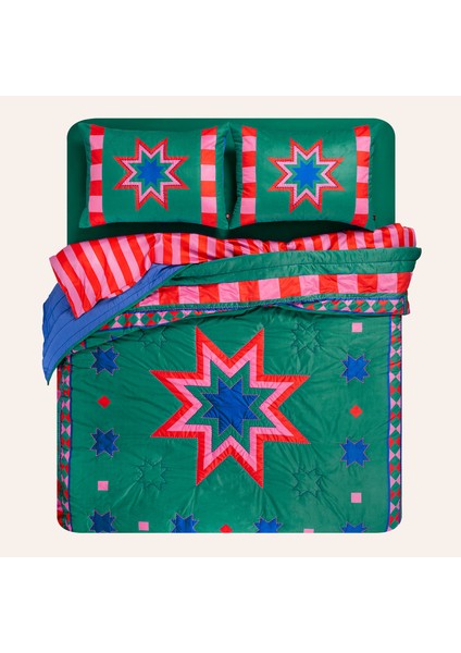 Hansı Kapitoneli Yatak Örtüsü Seti 260x280 Cm Yeşil fırsatları