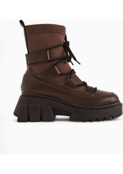 Casey Kahve Kalın Tabanlı Bağcıklı Kadın Bot