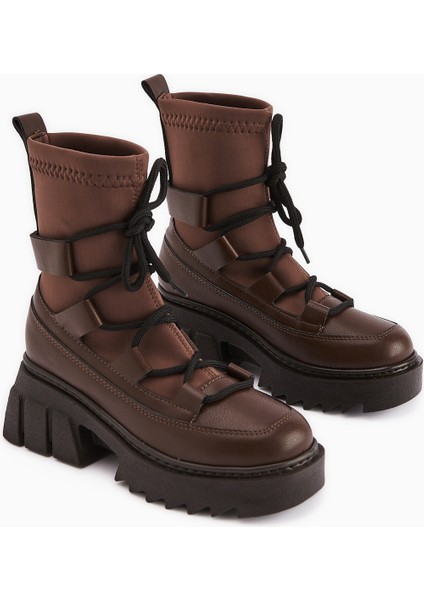 Casey Kahve Kalın Tabanlı Bağcıklı Kadın Bot fiyatları