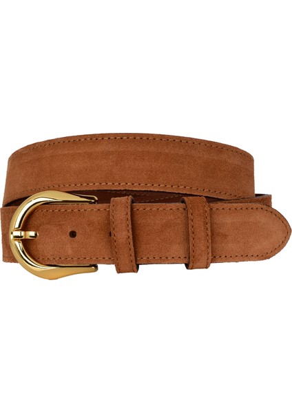 %100 Hakiki Deri, Gold Tokalı 4 cm Tarçın Süet Kadın Kemeri; Kot, Spor Kemer=süet.70.tarçın modelleri