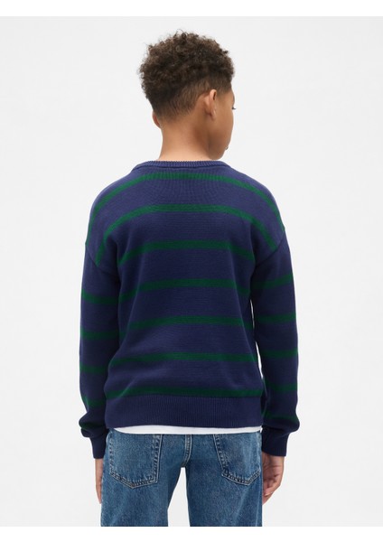 Erkek Çocuk Lacivert Çizgili Bisiklet Yaka Kazak fırsatları