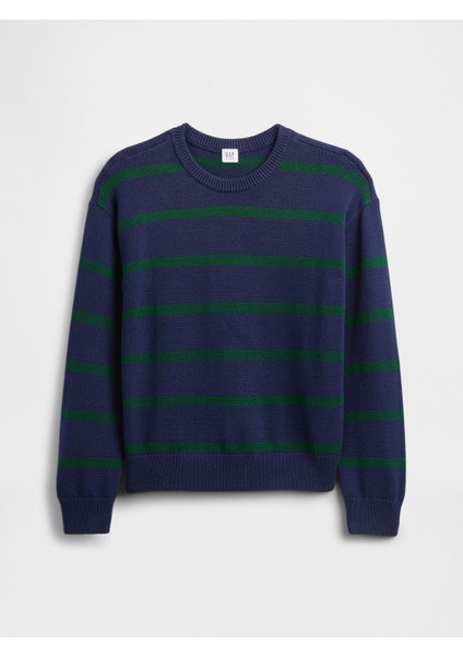 Erkek Çocuk Lacivert Çizgili Bisiklet Yaka Kazak indirimleri