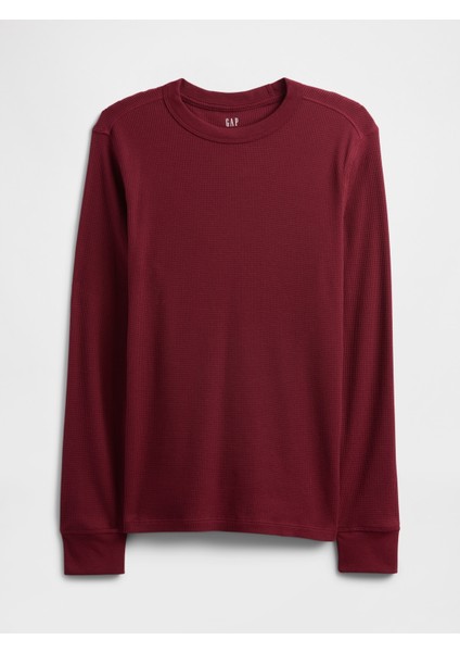 Erkek Kırmızı Waffle-Knit Bisiklet Yaka T-Shirt fiyatları