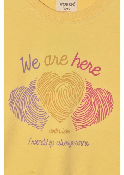 Kız Çocuk %100 Pamuk Kalp Desenli Bisiklet Yaka Trend Sweatshirt - 1022S fiyatları