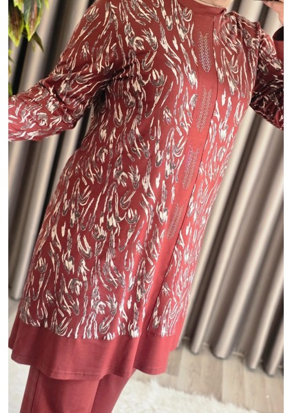 Kadın Tesettür Giyim Büyük Beden Şerit Desenli Nisa Takım indirimleri