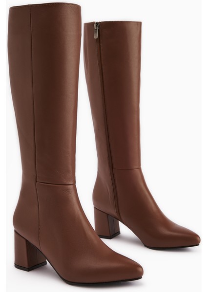 Velma Hakiki Deri Taba Topuklu Kadın Çizme fiyatları