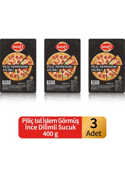 Piliç Dilimli Sucuk Isıl Işlem Görmüş 400 G x 3 Adet