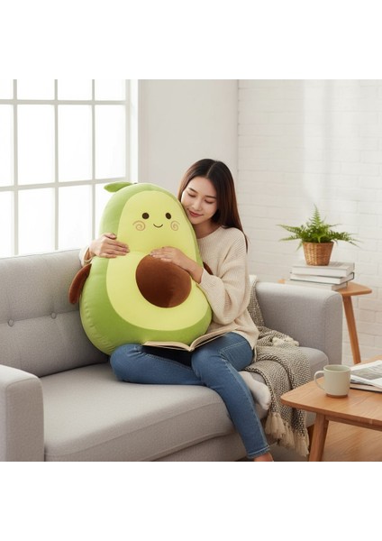 2\'li Dev Boy Sevimli Avokado Peluş Yastık ve Orta Boy Avokado modelleri