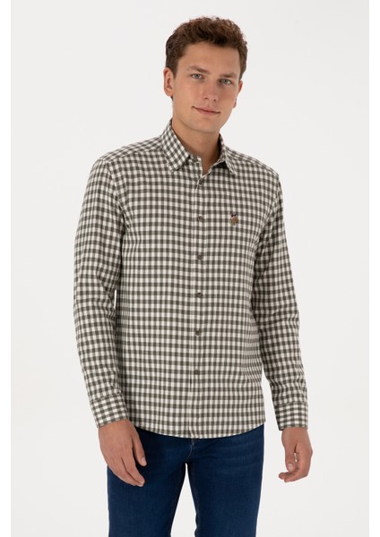 Erkek Koyu Yeşil Gömlek Desenli 50316593-VR079 modelleri