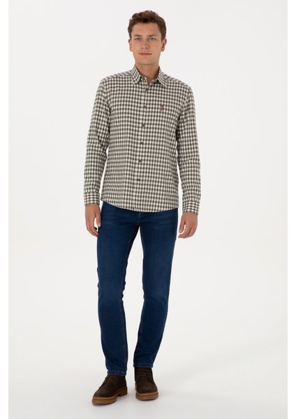 Erkek Koyu Yeşil Gömlek Desenli 50316593-VR079 fırsatları