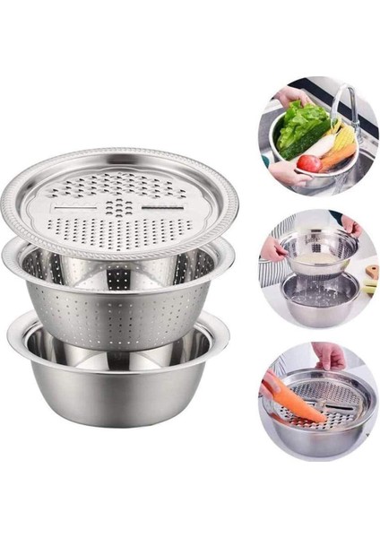 Çok Amaçlı 3lü Çelik Set