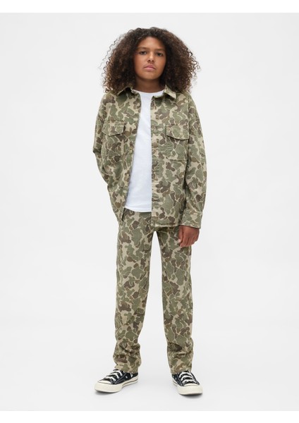 Erkek Çocuk Kamuflaj Relaxed Kamuflaj Denim Gömlek modelleri