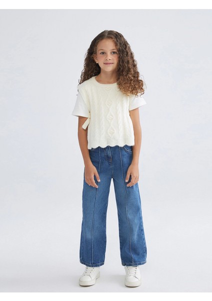 Lcw Kids Ekru Bisiklet Yaka Fiyonklu Kız Çocuk Süveter fiyatları