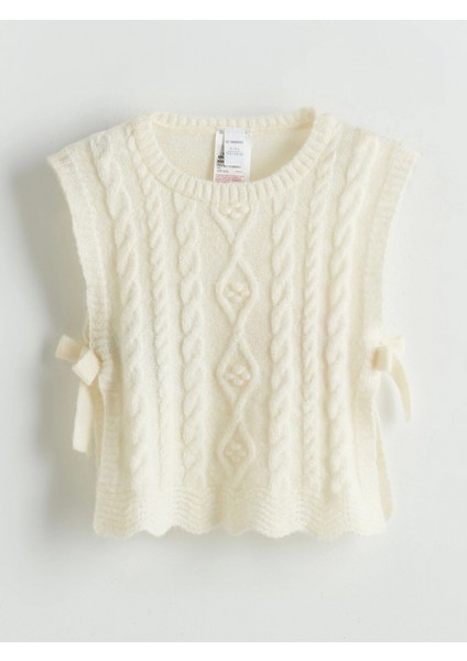 Lcw Kids Ekru Bisiklet Yaka Fiyonklu Kız Çocuk Süveter modelleri