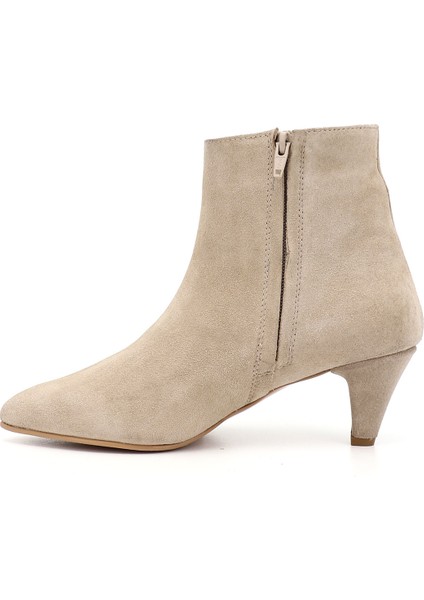 Kadın Bej Süet Fermuarlı Sivri Burun Hakiki Deri Bot modelleri