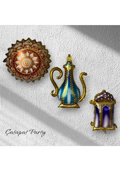 Hoşgeldin Ya Şehri Ramazan Konsepti Folyo Balon Seti - 3 Adet Folyo Balon 45' Er cm