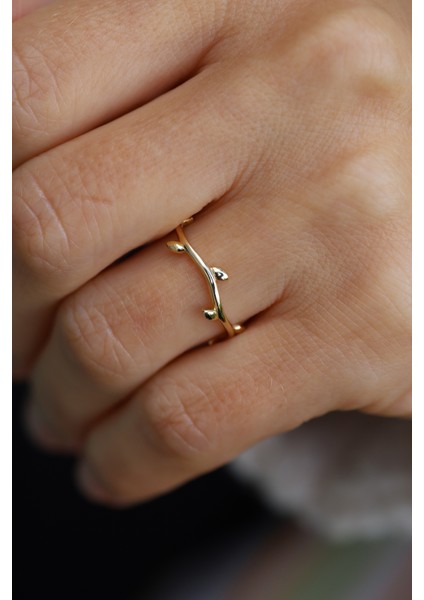 14 Ayar Altın Yaprak Detaylı Dal Yüzük fiyatları