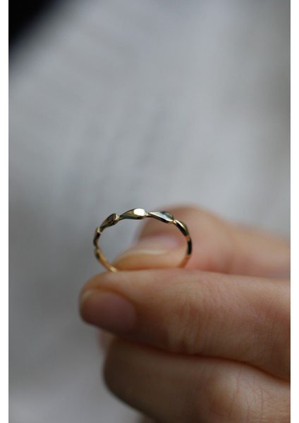 14 Ayar Altın Yan Yana Su Damlası Dizisi Yüzük indirimleri