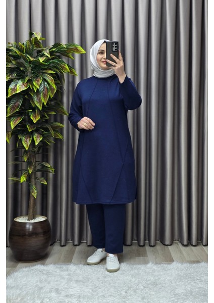 Kadın Tesettür Giyim Büyük Beden Nervürlü Spor Ikili Takım