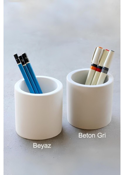 El Yapımı Beton Kalemlik Seti | Modern ve Şık Masaüstü Düzenleyici | Ofis & Makyaj Organizeri