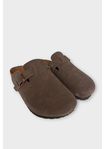 Unisex Toka Detaylı Mantar Anatomik Tabanlı Terlik Kahverengi modelleri