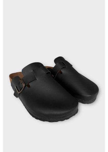 Unisex Toka Detaylı Mantar Anatomik Tabanlı Terlik Siyah modelleri