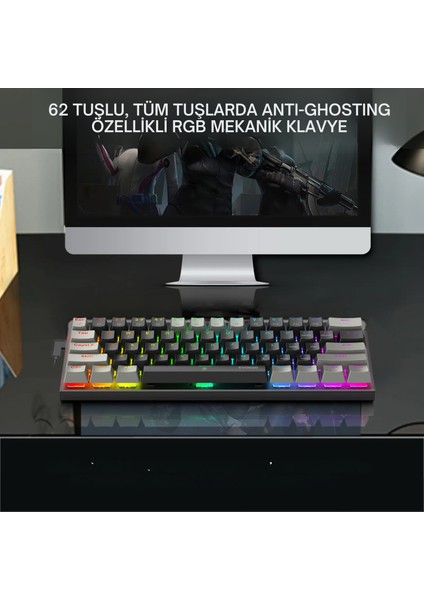 Z-686 Gameon-Go %60 Mekanik Rgb Oyun Klavyesi Kırmızı (Red) Switch Q Türkçe fiyatları