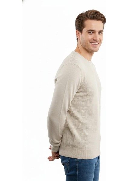 Erkek Sıfır Yaka Kazak Petek Örgü Klasik Kalıp 5243C BGL-ST04859 fiyatları