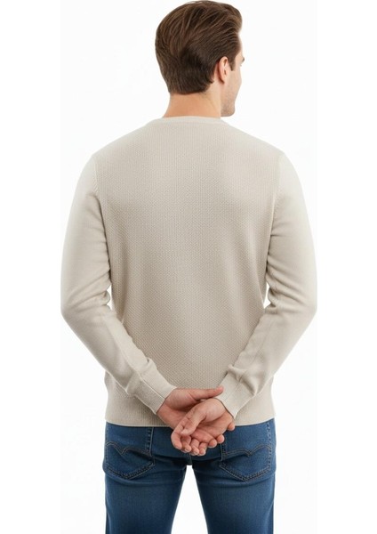 Erkek Sıfır Yaka Kazak Petek Örgü Klasik Kalıp 5243C BGL-ST04859 modelleri