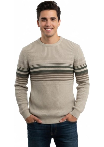 Erkek Sıfır Yaka Kazak Selanik Örgü Klasik Kalıp 5245C BGL-ST04860