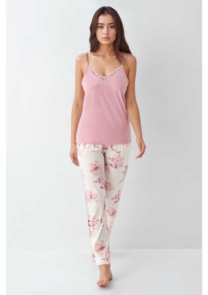 Kadın Modal Pamuklu Pembe Sabahlıklık Pijama Takımı QP9K0R5K8R modelleri