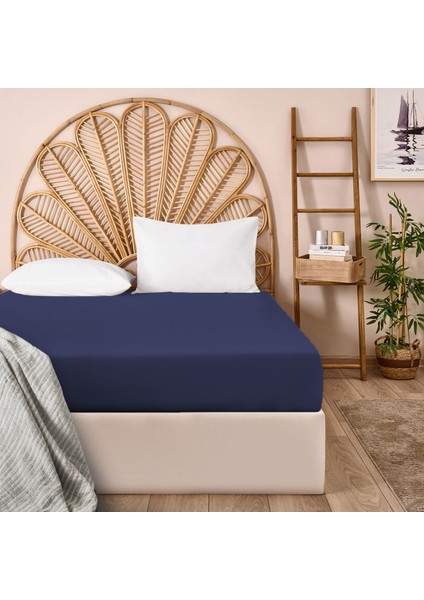 Soft Çift Kişilik Lastikli Çarşaf - Lacivert - 160X200 cm