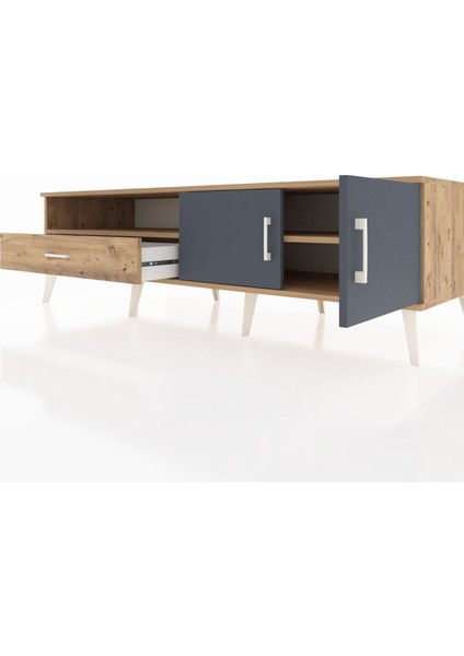 Kronos Tv Ünitesi 2 Raflı Tek Çekmeceli 2 Kapaklı 176X59X51 Çam-Antrasit/çam fırsatları