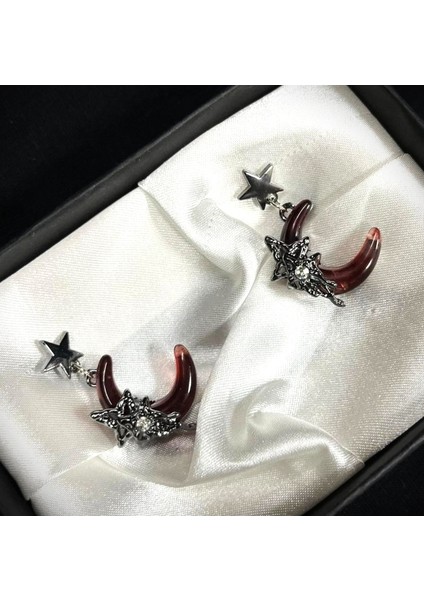 Taşlı Yarım Ay Gotik Küpe