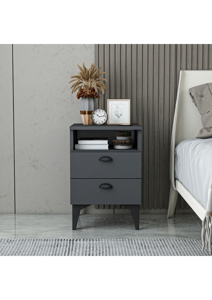 Afra Çift Çekmeceli Raflı Komodin fiyatları