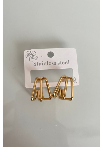 Paslanmaz Çelik Üç Boyutlu Tel Formlu Küpe