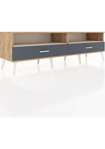 Hyperion Tv Ünitesi 2 Raflı 2 Çekmeceli 176X44X51 Çam-Aytaşı/antrasit fiyatları