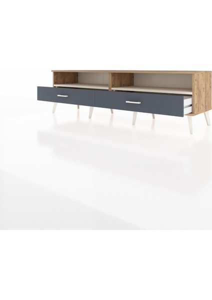 Hyperion Tv Ünitesi 2 Raflı 2 Çekmeceli 176X44X51 Çam-Aytaşı/antrasit modelleri