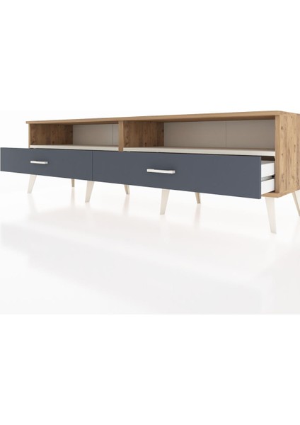 Hyperion Tv Ünitesi 2 Raflı 2 Çekmeceli 176X44X51 Çam-Aytaşı/antrasit fırsatları
