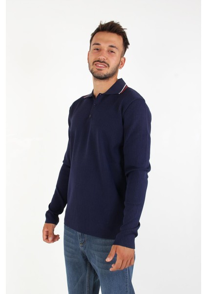 3001 Ince Çizgili Yakası Çizgili Kazak fiyatları