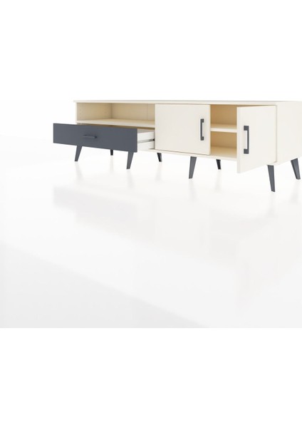 Hyperion Tv Ünitesi 2 Raflı Tek Çekmeceli 2 Kapaklı 176X44X51 Aytaşı-Aytaşı/antrasit modelleri