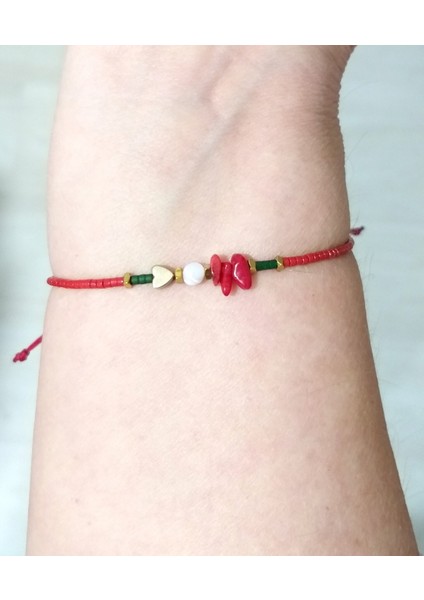 Yılbaşı Kartlı Hematit Kalpli Mercan ve Sedef Doğaltaşlı Miyuki Boncuklu Bileklik fırsatları