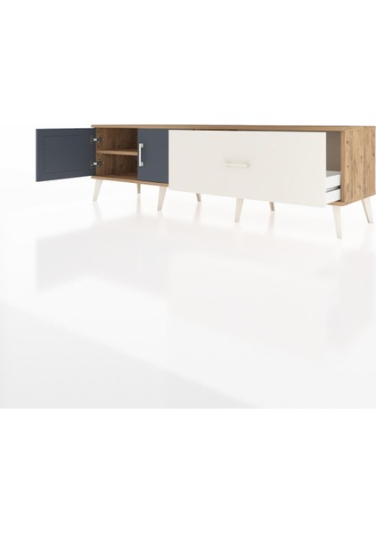 Hyperion Tv Ünitesi Tek Raflı Tek Çekmeceli 2 Kapaklı 176X44X51 Çam-Antrasit/aytaşı modelleri