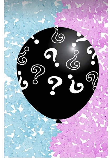 Siyah Büyük Soru Işaretli Cinsiyet Belirleme Partisi Balonu