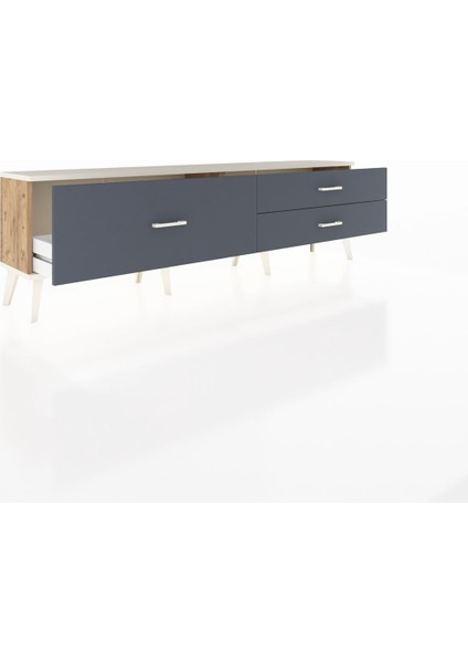 Arges Tv Ünitesi 3 Çekmeceli 176X30X51 Çam-Aytaşı/antrasit indirimleri