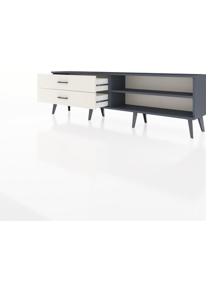 Arges Tv Ünitesi Tek Raflı 2 Çekmeceli 176X30X51 Antrasit-Antrasit/aytaşı modelleri